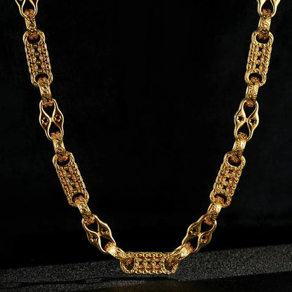 11mm Gold Stars and Bars Chain - 26 Inches
