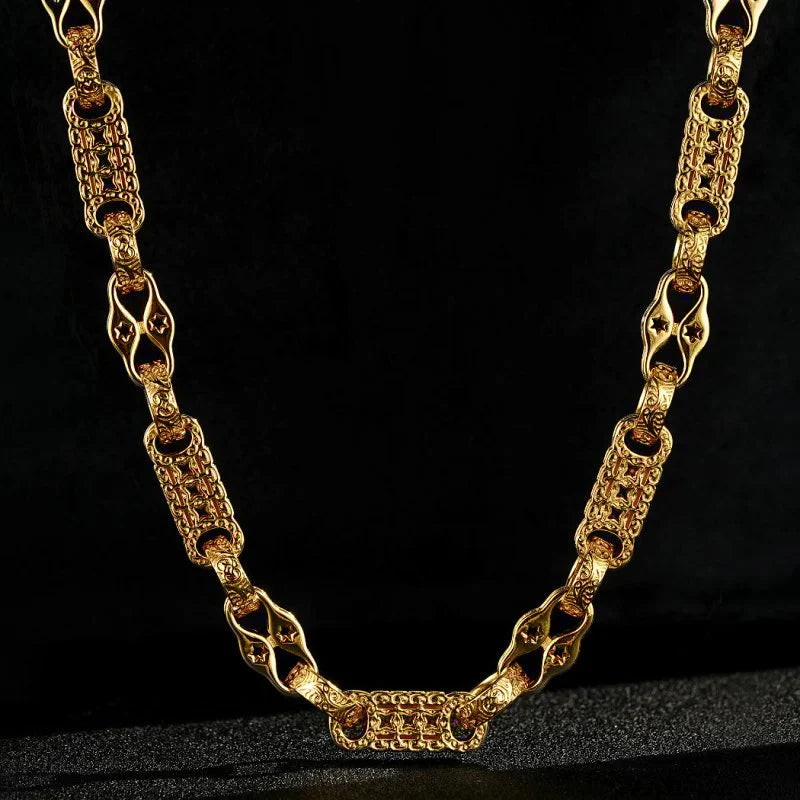 11mm gold stars and bars chain and bracelet set