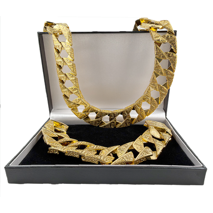 Gold Lizard Ornate Chaps Chain &amp; Bracelet Set 26mm