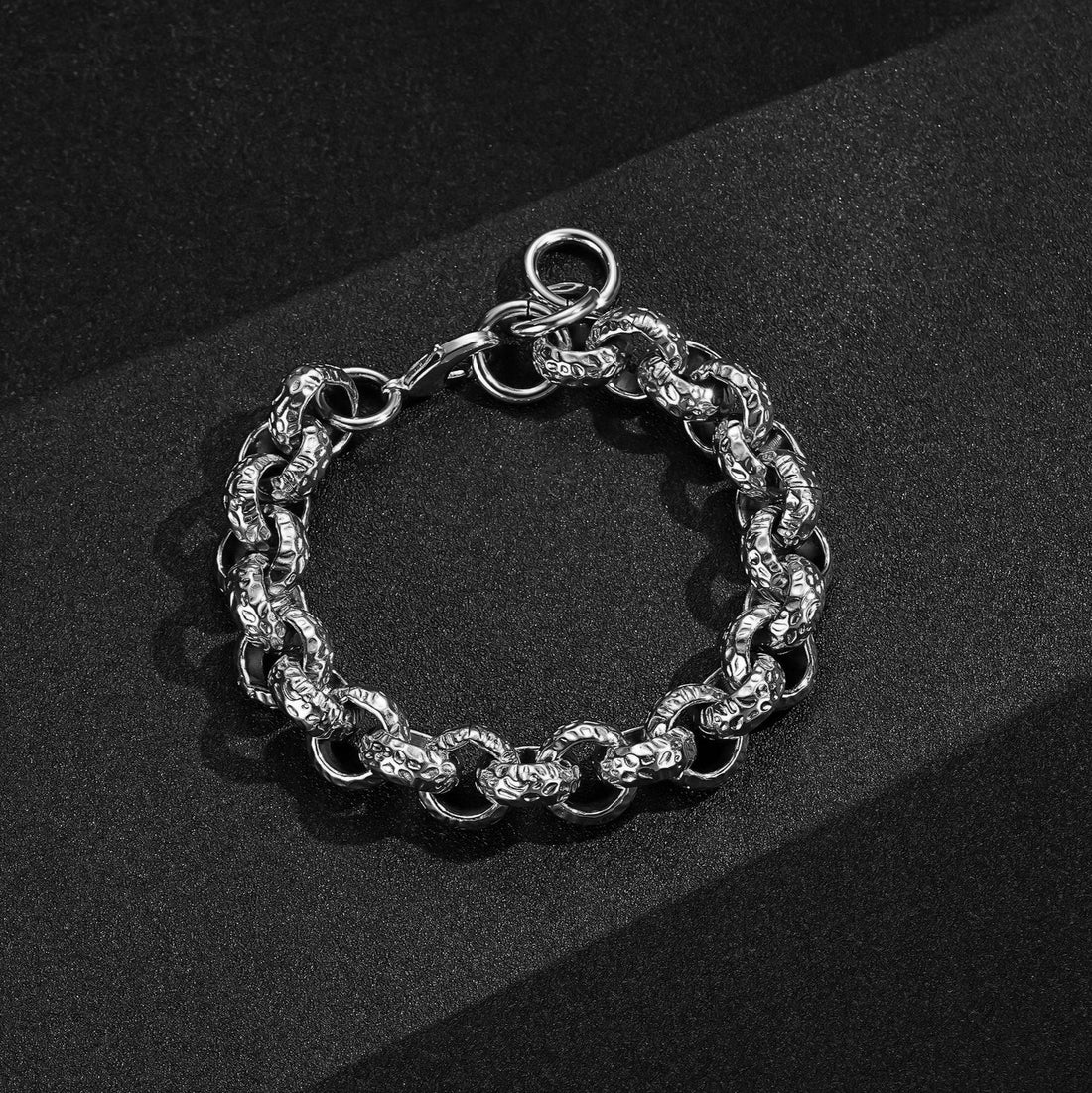 15mm Silver Pattern Leopard Print Belcher Bracelet – 8.5 Inch (New)