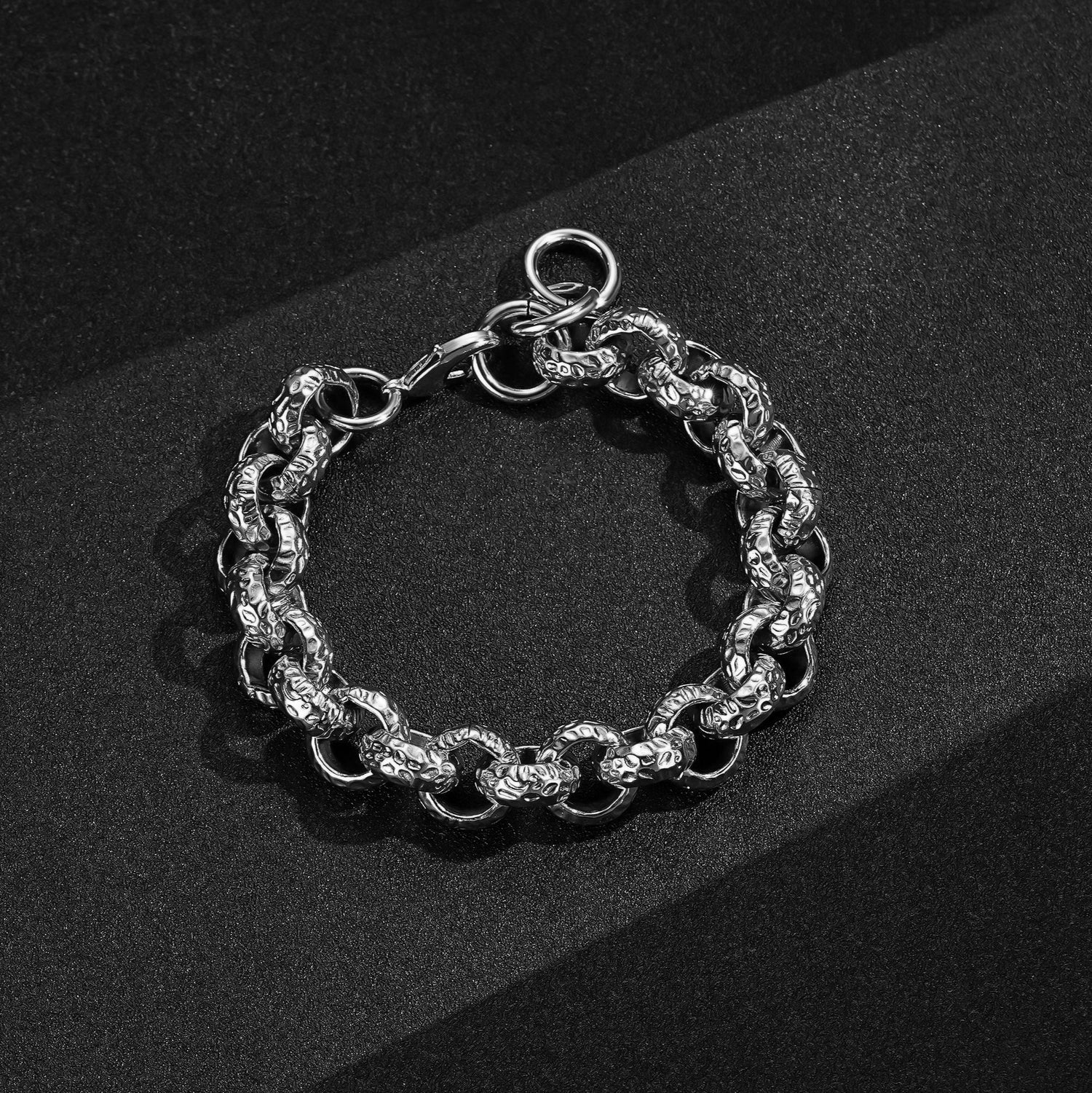 15mm Silver Pattern Leopard Print Belcher Bracelet 8.5 Inch (New)