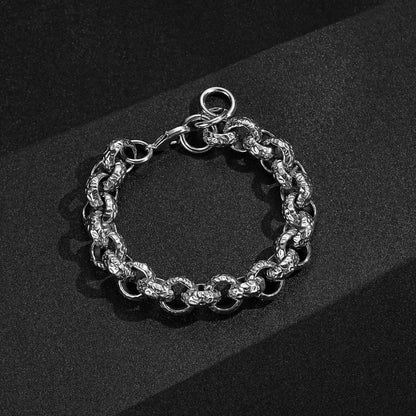 15mm Silver Pattern Leopard Print Belcher Bracelet 8.5 Inch (New)