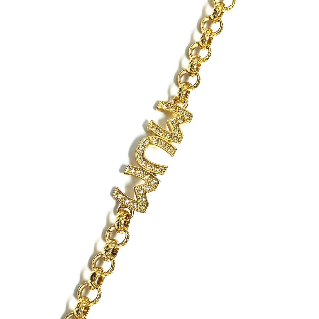 New 8mm Gold Mum Belcher Bracelet with Stones – 7.5/8 Inch