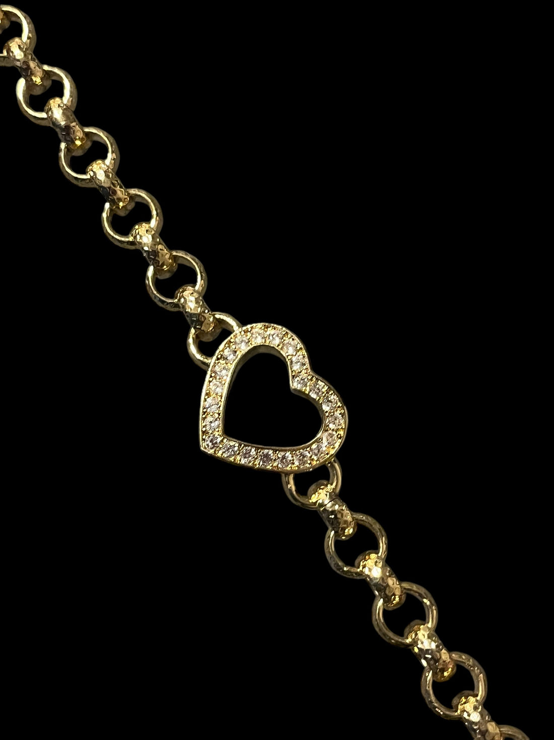 Kids 8mm Gold Open Heart Belcher Bracelet with Stones 6–6.5” Jewellery Gift 17g