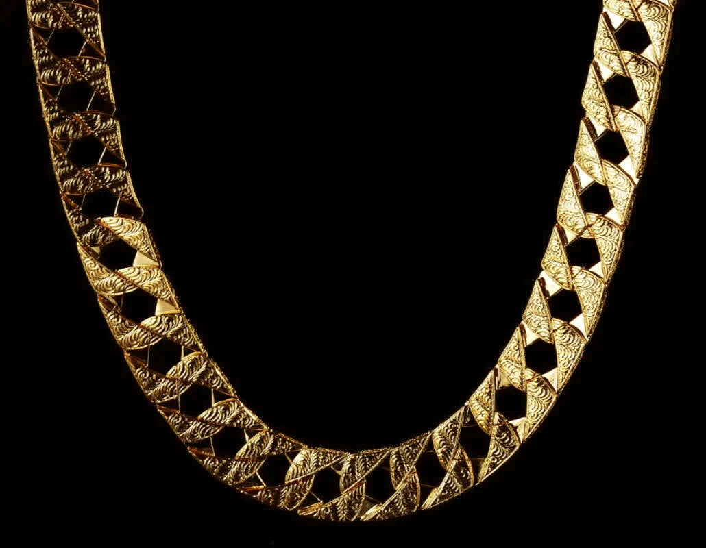 Gold Lizard Ornate Chaps Chain &amp; Bracelet Set 26mm