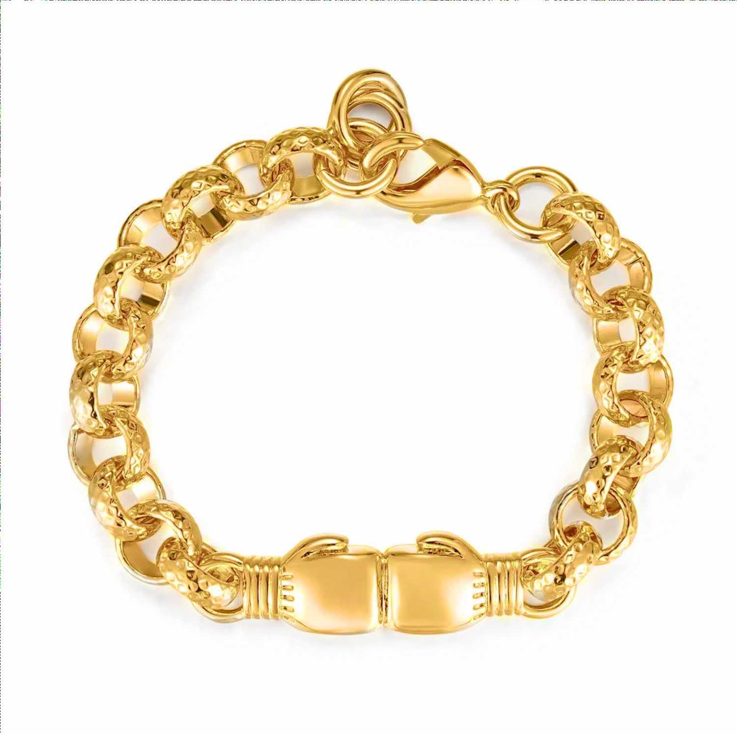 New 8mm Gold Double Boxing Glove Belcher Bracelet - 8 Inches