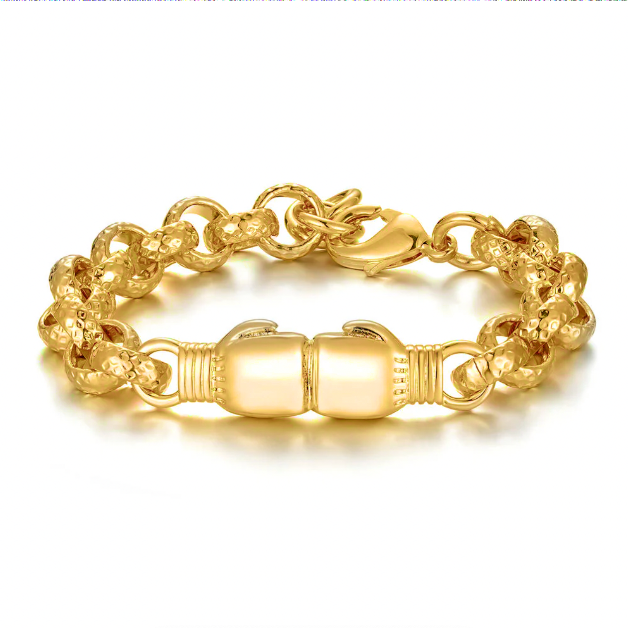 New 8mm Gold Double Boxing Glove Belcher Bracelet - 8 Inches