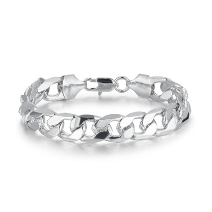 9mm Silver-Filled Bonded Cuban Curb Bracelet – 8 Inches
