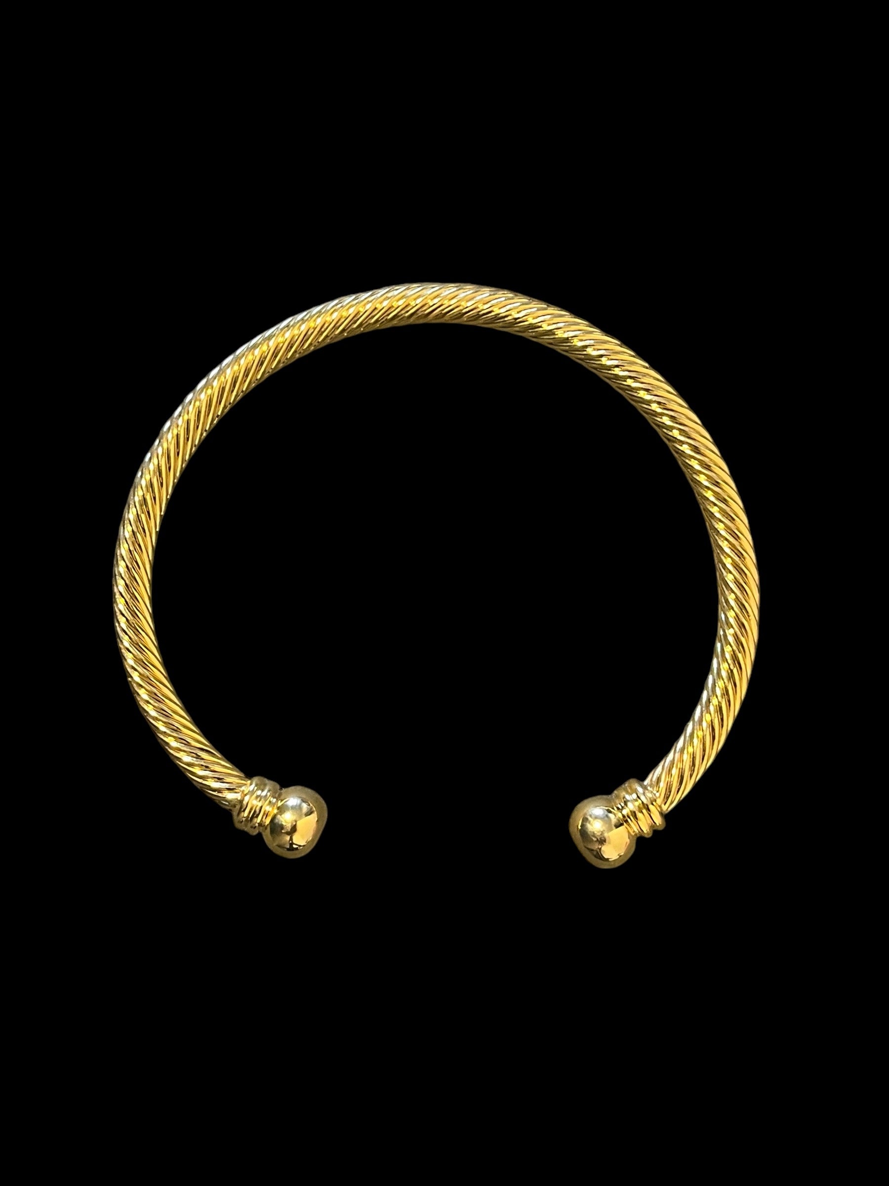 4mm Gold Twisted Torque Adjustable Bangle 6–6.5” Wrist 12g Classic Jewellery