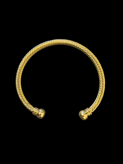 4mm Gold Twisted Torque Adjustable Bangle 6–6.5” Wrist 12g Classic Jewellery