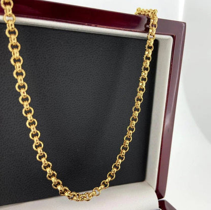 New 4mm Gold Diamond Cut Pattern Belcher Chain – 24 Inch