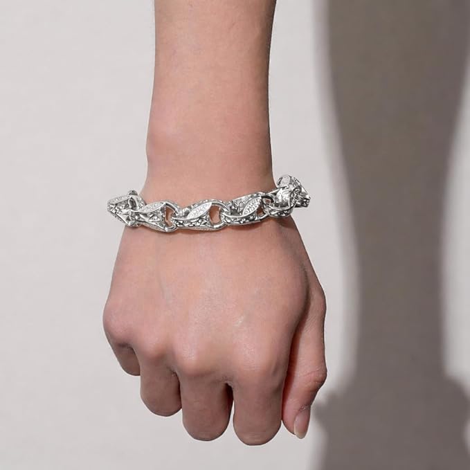 15mm Silver Tulip Bracelet with Albert Clasp fits 8 to 9 Inch