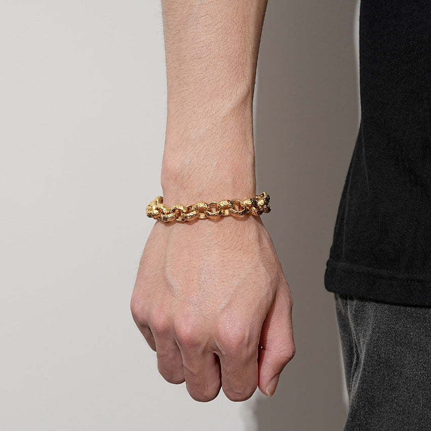 12mm Gold-Filled Bonded Diamond-Cut Belcher Bracelet with Albert Clasp, 8 Inches