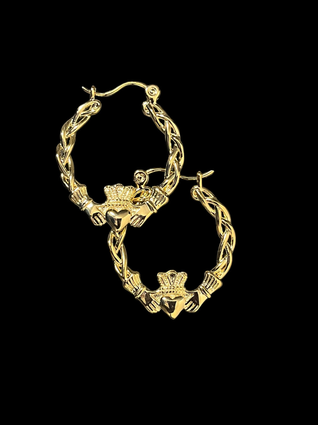 40mm Light Gold Claddagh Hoop Earrings