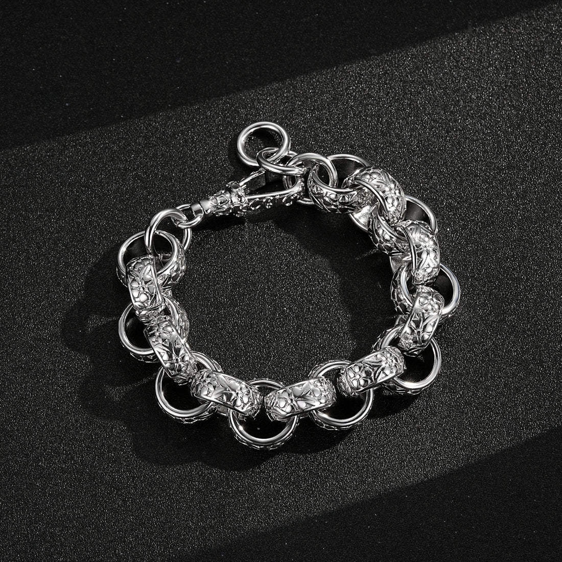 20mm Silver Filled Ornate Belcher Bracelet – Albert Clasp (7.5/8 Inch)