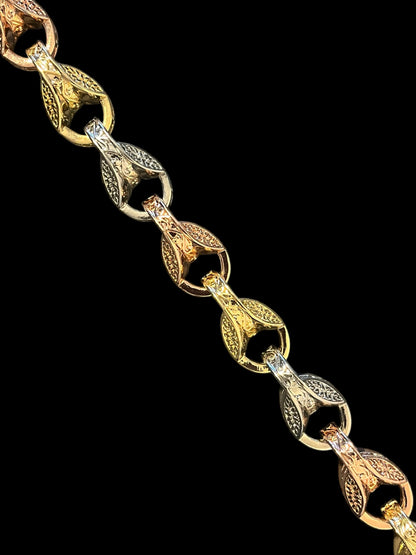 12mm Gold Tri Colour Tulip Chain 26 Inches