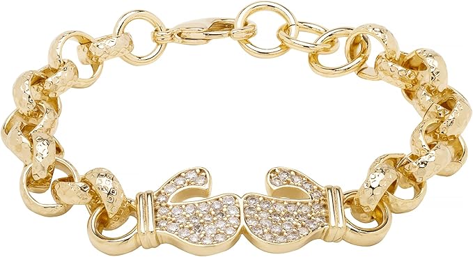 8mm Gold Boxing Belcher Bracelet with Stones 6–6.5” Women’s Jewellery 24g