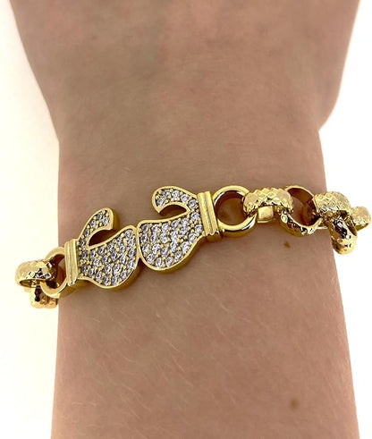 8mm Gold Boxing Belcher Bracelet with Stones 6–6.5” Women’s Jewellery 24g