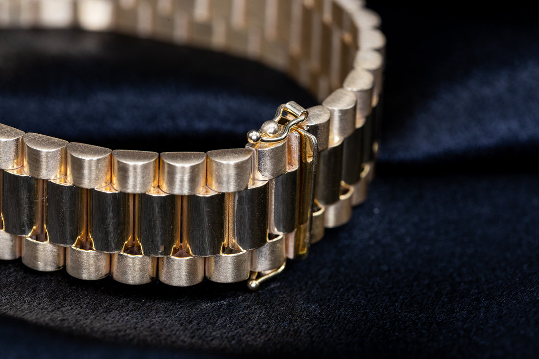 9ct Yellow Gold 16mm Brickwork Bracelet – Bold & Luxurious Gents’ Jewellery