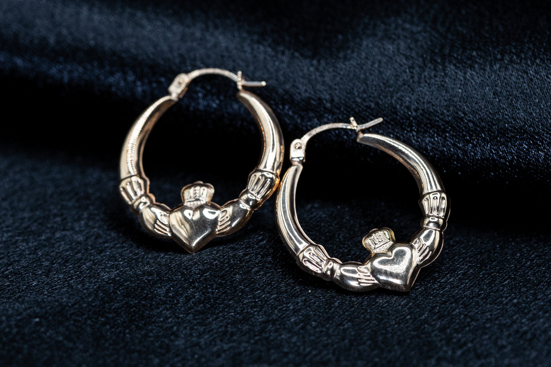 9ct Yellow Gold Claddagh Earrings – A Symbol of Love, Loyalty &amp; Friendship