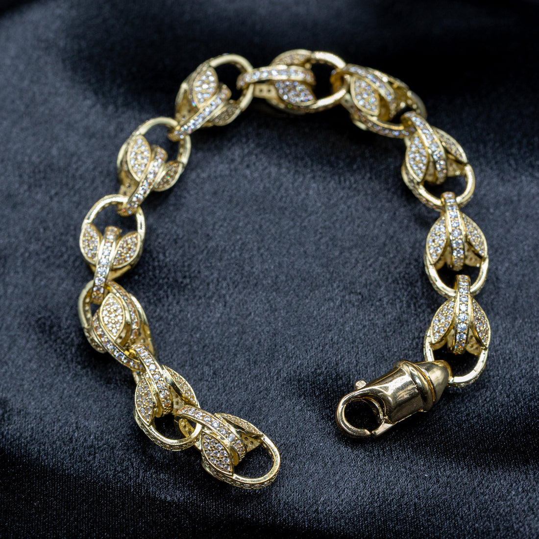 9ct Solid Yellow Gold CZ Tulip Bracelet 8 Inches .375