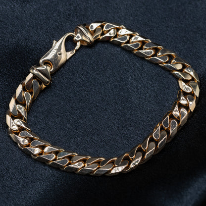 9ct Yellow Gold Large Curb Cuban Gents Bracelet 8.5 Inch