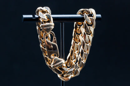 9ct Yellow Gold Large Curb Cuban Gents Bracelet 8.5 Inch