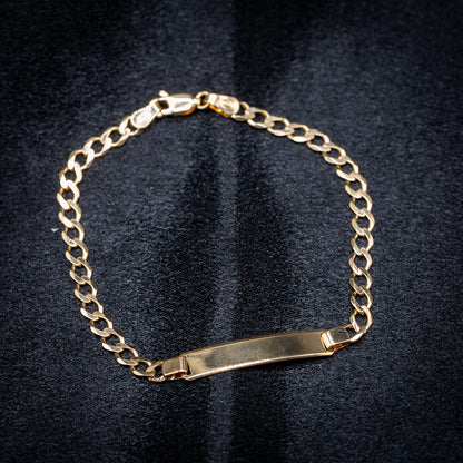 9ct Solid Yellow Gold Curb ID Bracelet 7.5 Inches .375