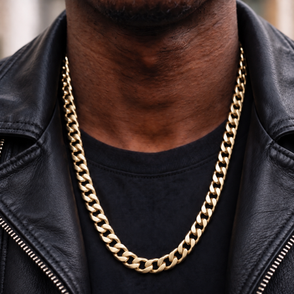 Gold Cuban Curb Chain, Bracelet &amp; Set 9mm