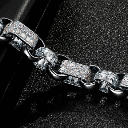 New 13mm Silver-Filled Gypsy Belcher Bracelet with Albert Clasp - 8 Inch