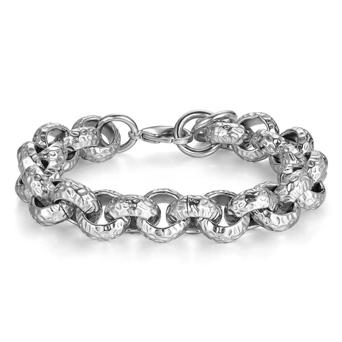 15mm Silver Pattern Leopard Print Belcher Bracelet – 8.5 Inch (New)