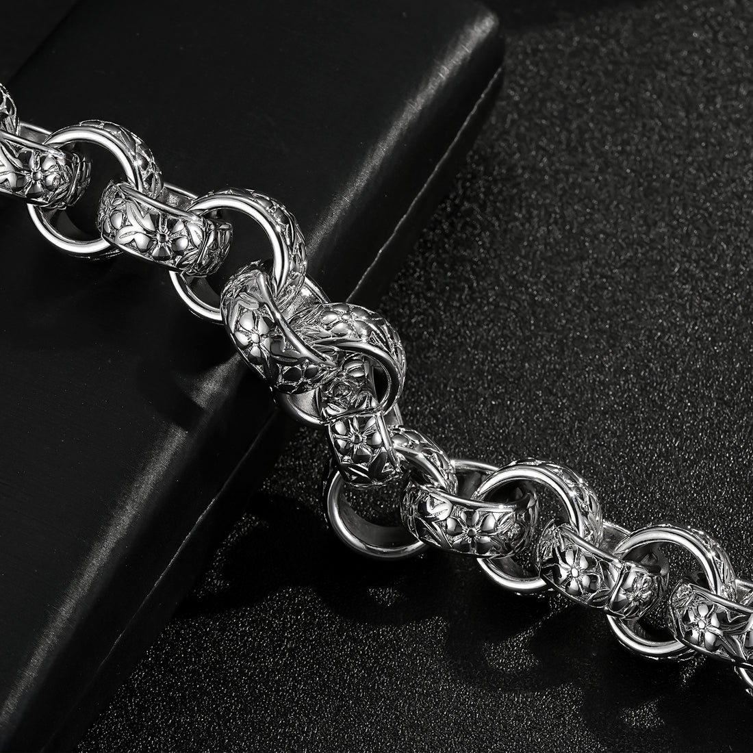 20mm Silver Filled Ornate Belcher Bracelet – Albert Clasp (7.5/8 Inch)
