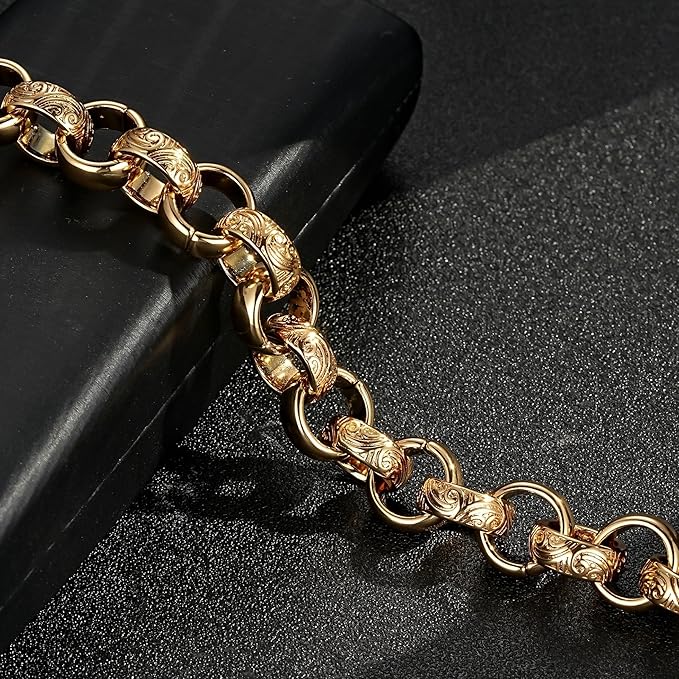 Heavy gold Belcher bracelet, 72 grams, gold-filled, 8-9.3 inch wrist fit.