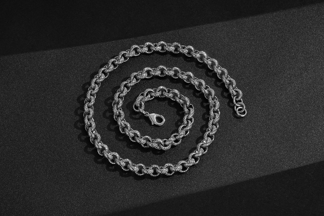 8mm Silver Diamond Cut Pattern Belcher Chain – 24 Inch