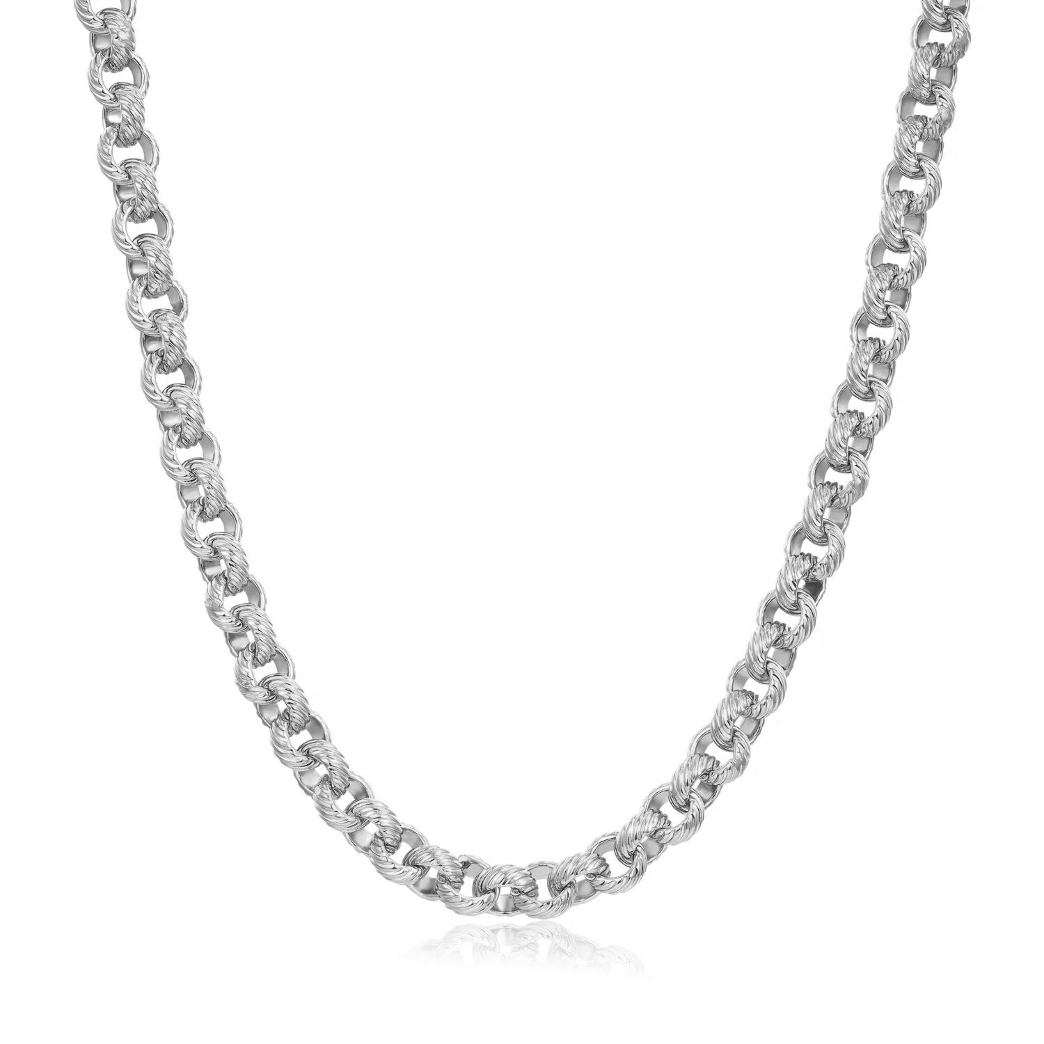 Silver Diamond-Cut Patterned Belcher Chain 8mm