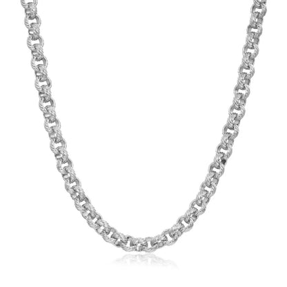 Silver Diamond-Cut Patterned Belcher Chain 8mm