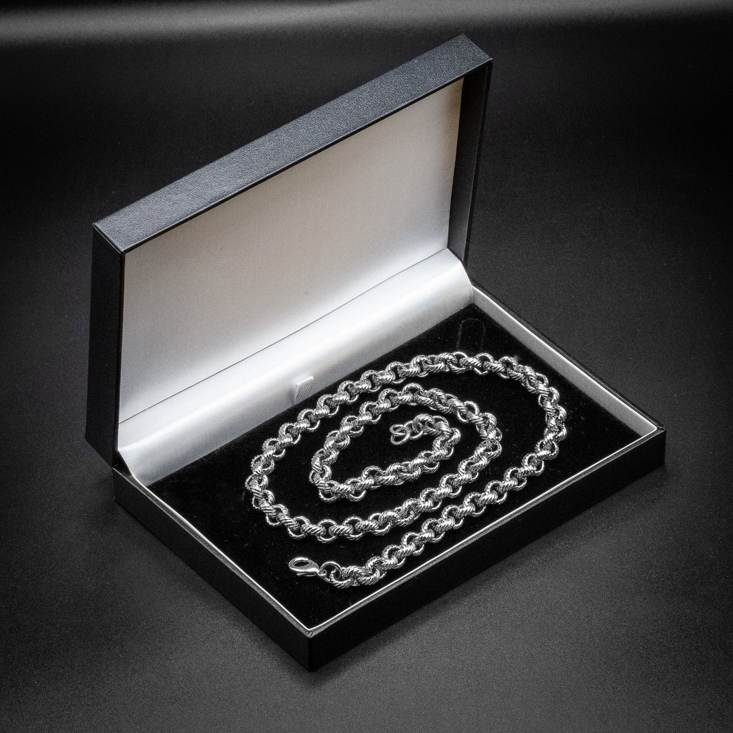 Silver Diamond-Cut Patterned Belcher Chain 8mm