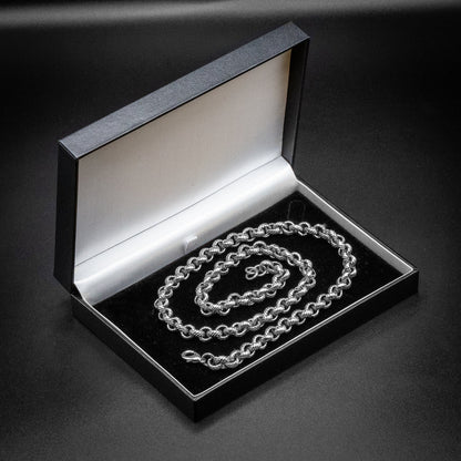 Silver Diamond-Cut Patterned Belcher Chain 8mm