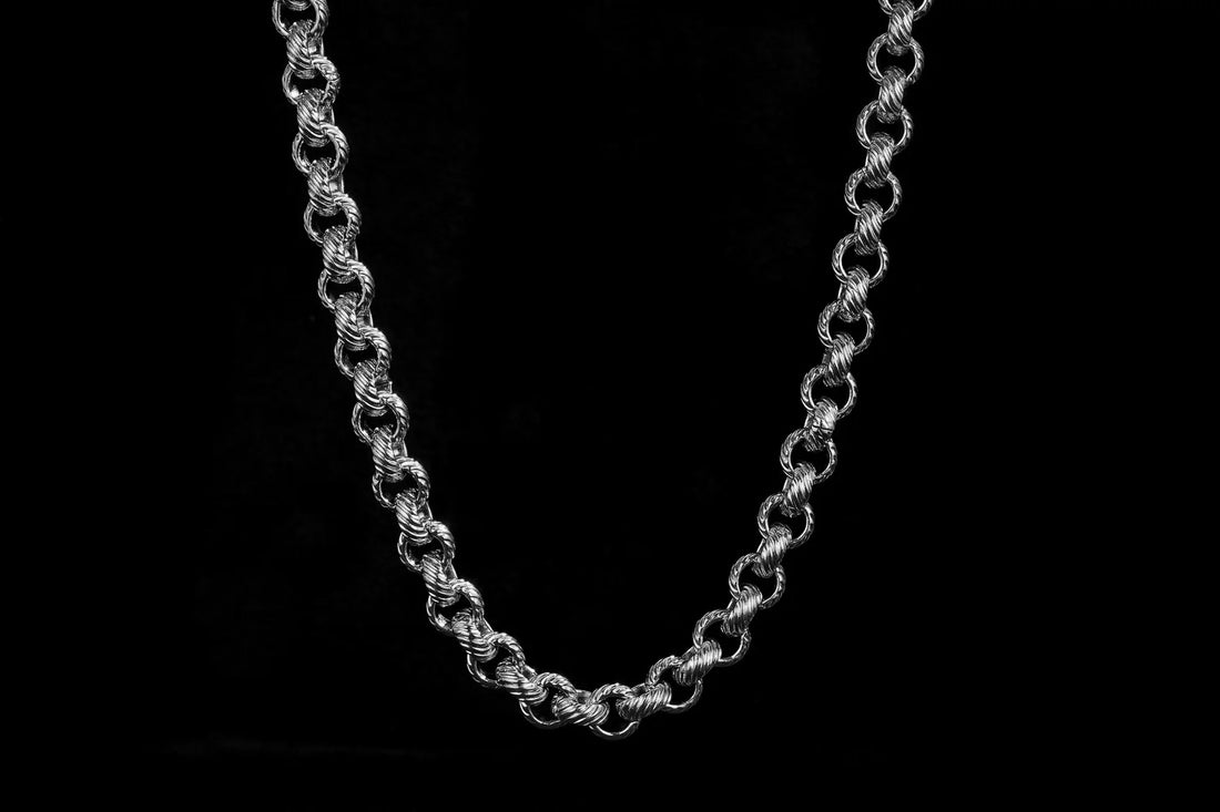 8mm Silver Diamond Cut Pattern Belcher Chain – 24 Inch