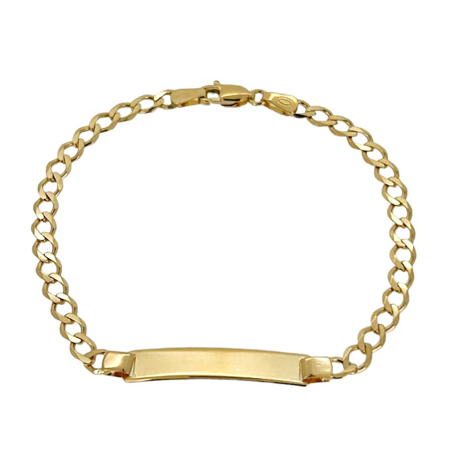 9ct Solid Yellow Gold Curb ID Bracelet 7.5 Inches .375