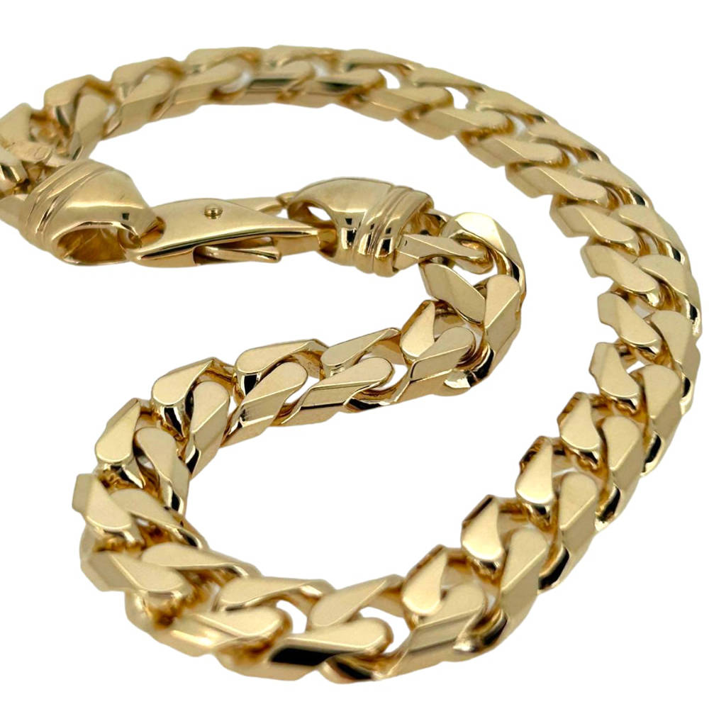 9ct Yellow Gold Large Curb Cuban Gents Bracelet 8.5 Inch