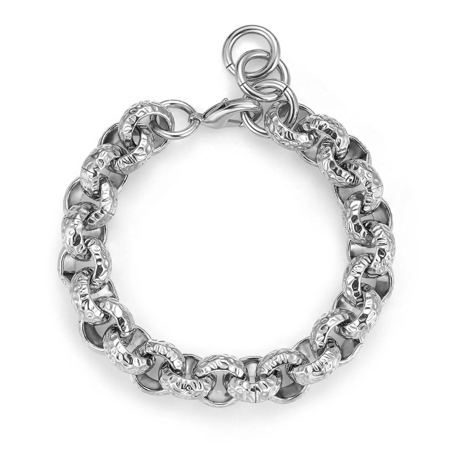 15mm Silver Pattern Leopard Print Belcher Bracelet 8.5 Inch (New)
