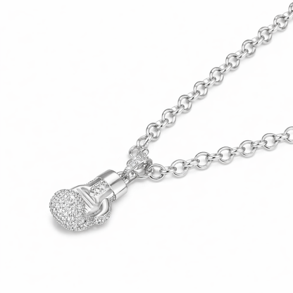 Silver Boxing Glove Pendant Necklace 22inches