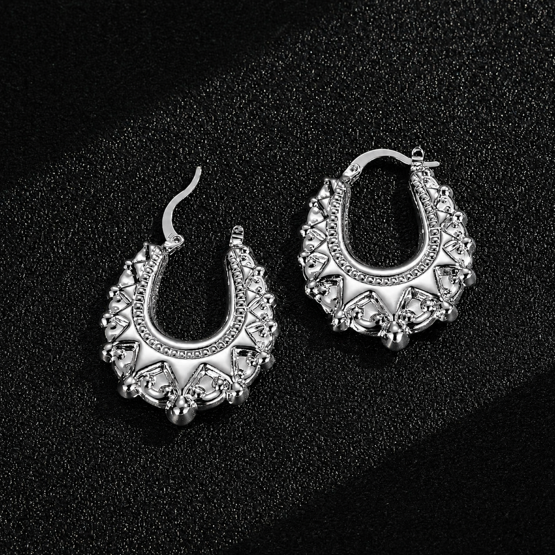 Silver Gypsy Creole Hoop Earrings 25mm