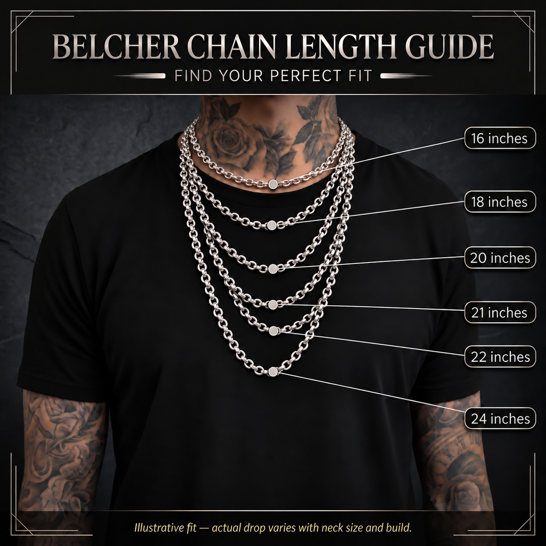 20mm Silver Ornate Gypsy Link Chain Necklace 28 Inch