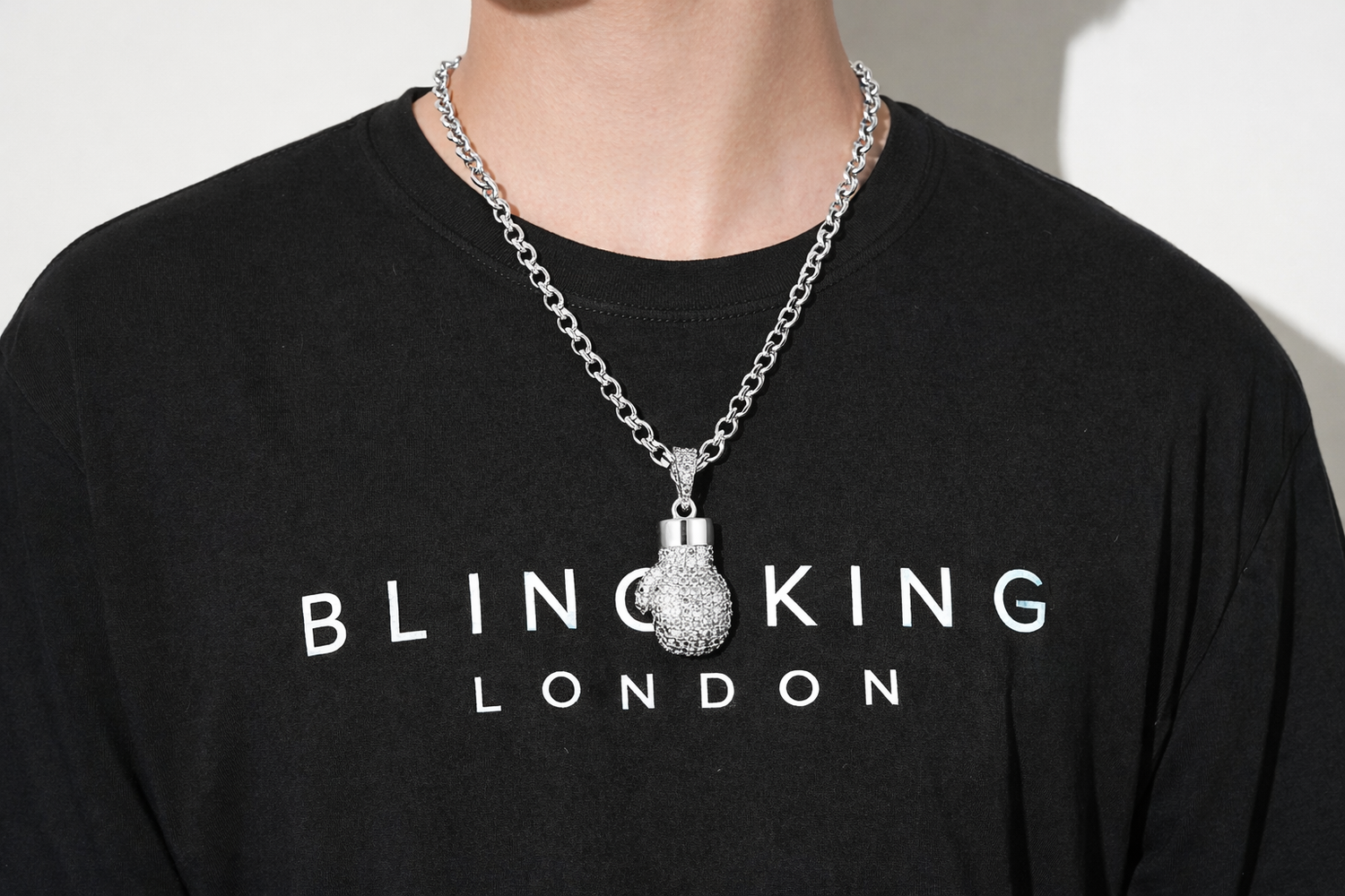 Silver Boxing Glove Pendant Necklace 22inches
