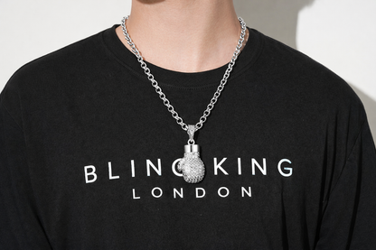 Silver Boxing Glove Pendant Necklace 22inches