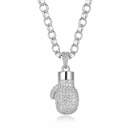 Silver Boxing Glove Pendant Necklace 22inches