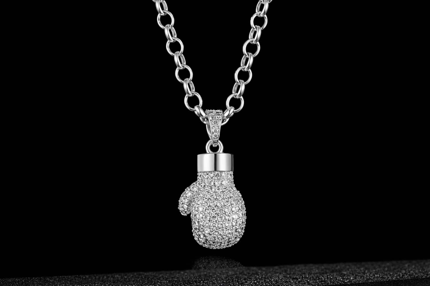 Silver Boxing Glove Pendant Necklace 22inches