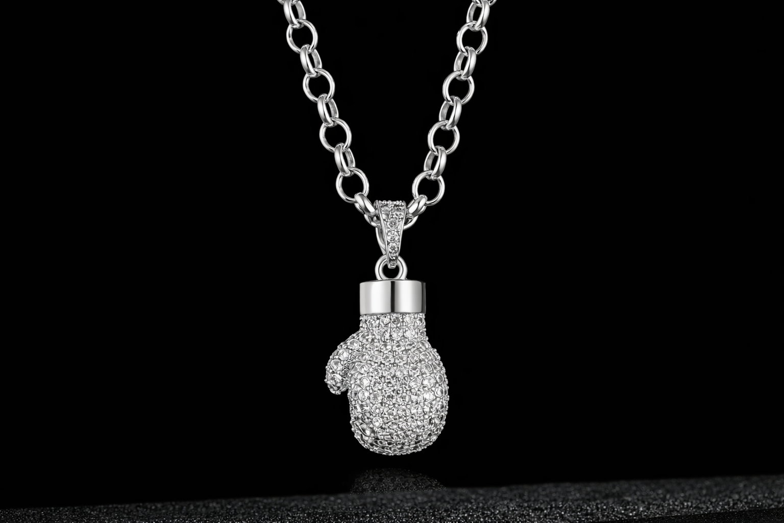 Silver Boxing Glove Pendant Necklace 22inches